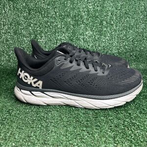 Hoka Black and White Clifton 7 Running Sneakers